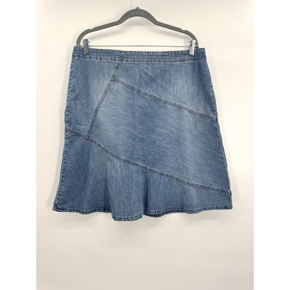 VTG 90s Y2K Sigrid Olsen Bias Flared Blue Denim Jean Skirt 14 Deadstock Western